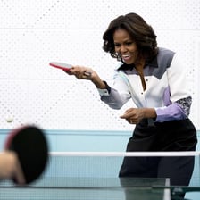 Two players competing in a table tennis match