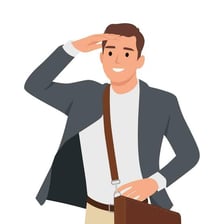 A person looking toward and noticing a distant object