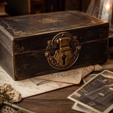 A person placing a treasured object into a storage box.