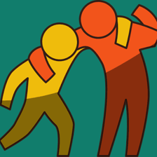 A person offering compassionate help to another person.