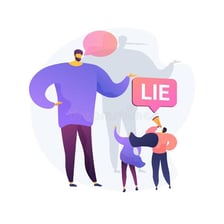 An illustration of a person telling an exaggerated falsehood.