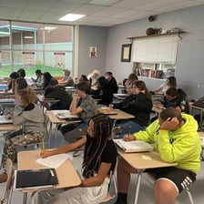 A student completing a standardized college entrance test
