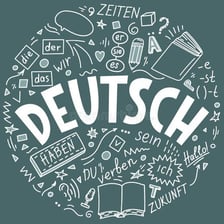 An educational illustration identifying Deutsch as the German language.