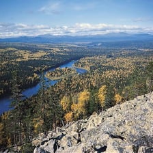 A landscape along the Ural River in Russia.
