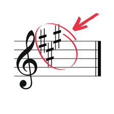 A musical staff displaying a sharp sign
