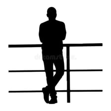 A person leaning against a railing for support