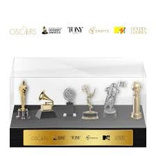 Oscar and Tony award statuettes displayed together