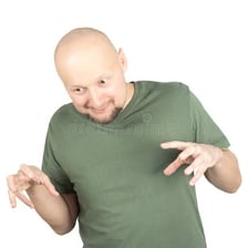 A person engaged in playful, silly behavior