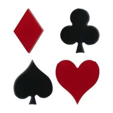 Suit symbols, or pips, printed on a playing card.