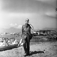A portrait of film director John Huston.