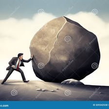 A person struggling to carry a heavy burden
