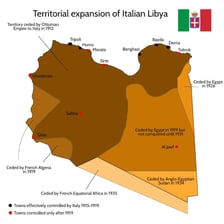 A map of North Africa showing Algeria directly west of Libya.