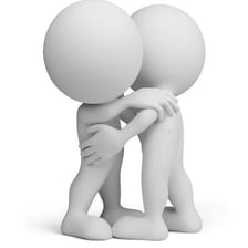 Two people embracing warmly