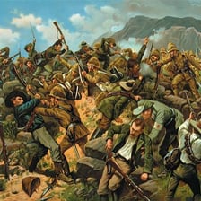 A group of soldiers carrying out a sudden military raid.