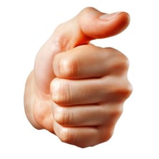 A person giving a thumbs-up gesture to indicate approval.