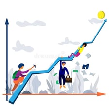 A simple visual showing contrasting upward and downward movement