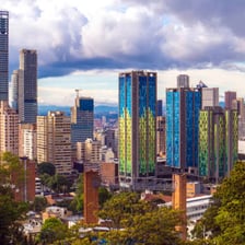 The skyline of Bogotá, Colombia.
