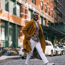 A person wearing a coat.
