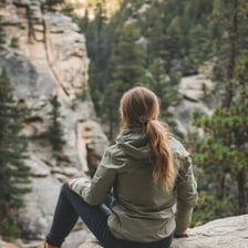 A person looking astonished at a spectacular landscape