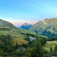 Mountain landscape in the Alps, a traditional setting for yodeling