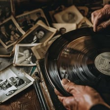Vintage vinyl record representing an older familiar song