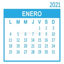 A January calendar labeled “enero.”