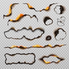 A sheet of paper with a lightly scorched edge.