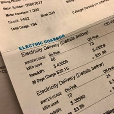 A utility bill showing an amount due.