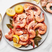 Cooked shrimp with their shells removed