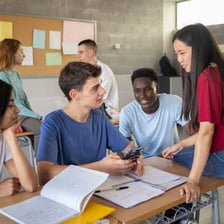 Students gathered in a classroom for a lesson.