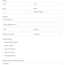A form for renewing a magazine subscription.