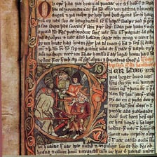 An old manuscript page representing a traditional saga