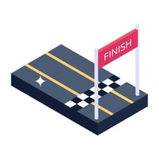A runner crossing a finish line