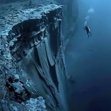 A dark, deep ocean abyss