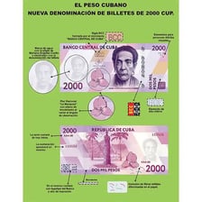 Cuban peso paper notes and coins