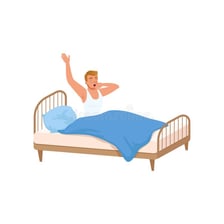 A person waking another person from bed.