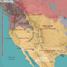 A map illustrating territory transferred by treaty.