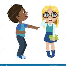 Illustration of one person treating another rudely.