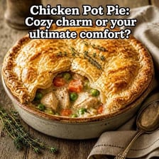 A baked pot pie with a browned pastry crust