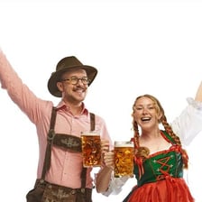 A couple performing a lively polka dance