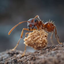 A worker ant carrying food.