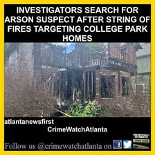 Investigators examining the remains of a fire-damaged building
