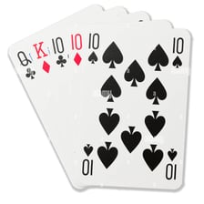 Playing cards displaying cards with the value three