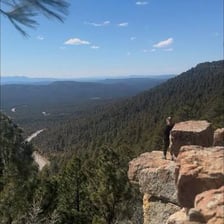 The narrow edge of a rocky cliff.