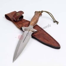 A dagger showing its sharp blade and handle