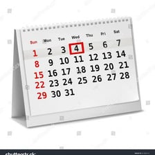A calendar with dates marked at irregular intervals.