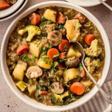 A bowl of hearty vegetable stew