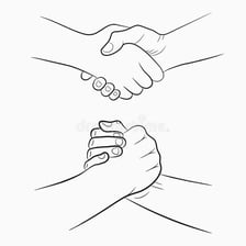 An illustration of a visibly cold or unfriendly handshake