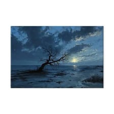 A landscape at evening dusk.