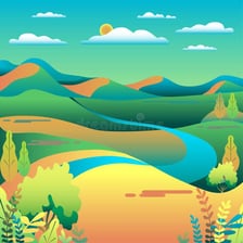 A landscape showing the lowest point at the bottom of a valley.